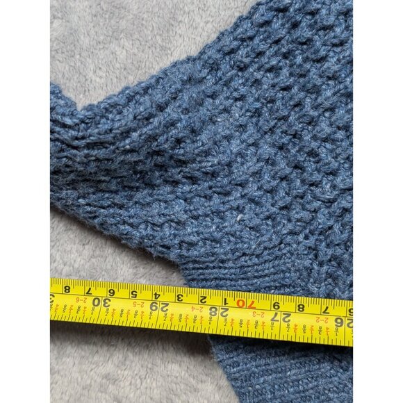 Lauren Ralph Lauren Sweater Womens Size Medium Blue Poncho Waffle Knit Pullover - Picture 9 of 12